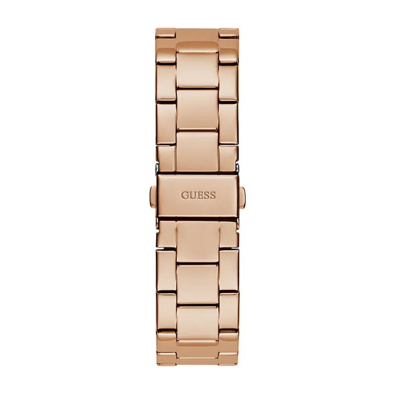 Guess Cubed Quartz Brown Dial Rose Gold-tone Ladies Watch- GW0607L3
